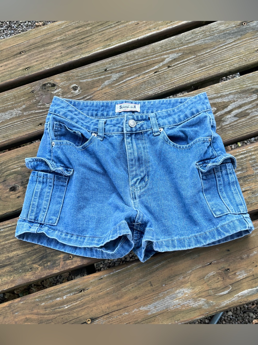Y2K Women's Blue Denim Cargo Jean Shorts